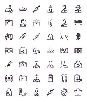 42 Regular Line Pixel Aligned Designs for Trauma 64x64 Icons vector