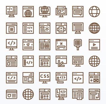 Browser Graphics featuring 36 Bold Line Pixel Aligned Retina Ready Designs vector