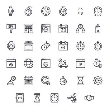 35 256x256 Regular Line Display Perfect Icons for Time Projects vector