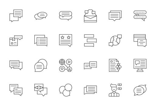 24 Thin Line Icons designed for Comments in 128x128 Display Perfect format vector
