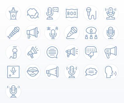 25 Regular Line Pixel Aligned Icons crafted for Speech Retina Ready applications vector