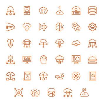 35 regular línea monitor Perfecto 64 x 64 íconos desde nube informática suite vector