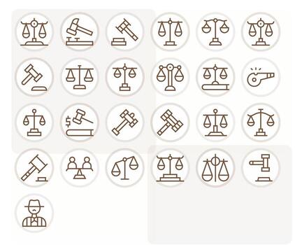 arbitraje retina Listo icono paquete con 25 regular línea cuadrícula equipado elementos vector