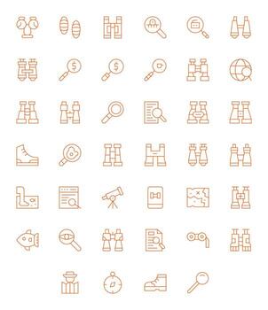 Explore Visual Pack containing 40 Thin Line Pixel Aligned Icons vector
