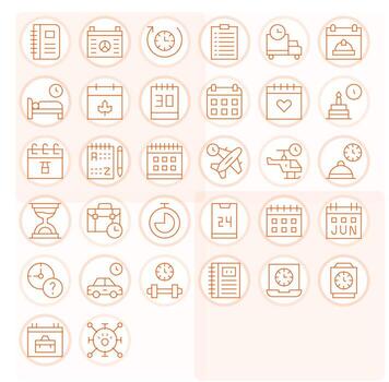 32 64 x 64 Delgado línea íconos para calendario con píxel alineado precisión vector