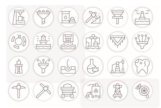 24 256x256 Icons for Extraction in Editable Thin Line Format vector