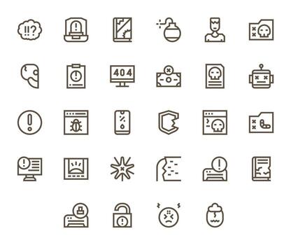 28 256x256 Bold Line Icons for System Error with Detail Enhanced precision vector