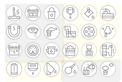 24 Thin Line Grid Fitted Icons crafted for Discharge High Resolution applications vector
