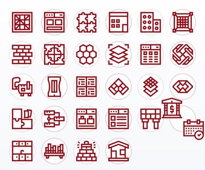 modular exhaustivo haz con 28 cuadrícula equipado negrita línea alto resolución íconos vector