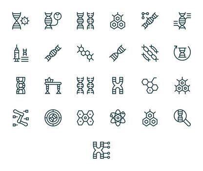 25 Icons for Molecular optimized in Display Perfect Retina Ready Regular Line resolution vector