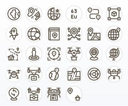 28 High Resolution Bold Line Icons for Mapping with PIXEL Perfect precision vector