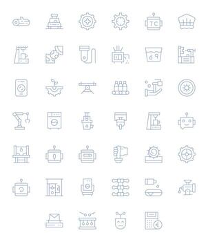40 High Resolution Icons for Machine in Pixel Optimized Thin Line Format vector