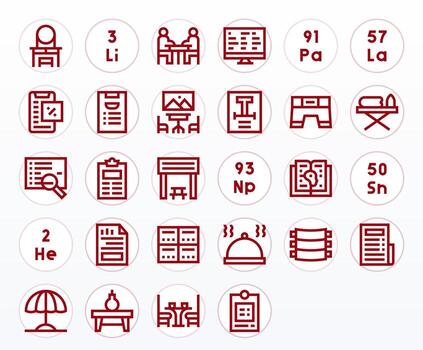 28 Bold Line Display Perfect Icons for Table Graphics vector