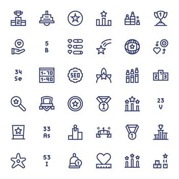 Ranking Scalable Set featuring 36 Display Perfect Bold Line High Resolution Icons vector
