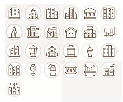 Urban Icon Repository containing 25 Regular Line High Resolution Display Perfect graphics vector