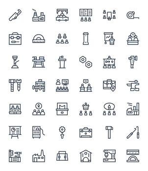 42 64x64 Regular Line Icons optimized for Workshop Grid Fitted display vector