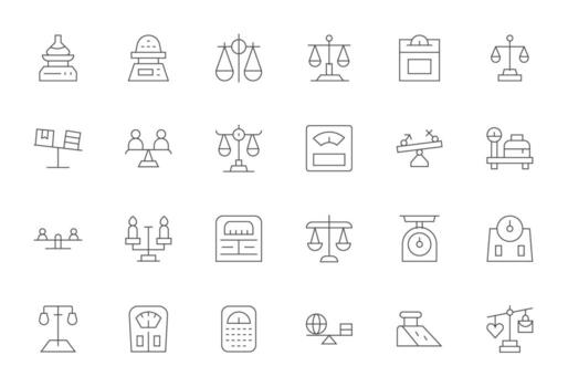 24 Thin Line Icons designed for Weighing in 128x128 Editable format vector