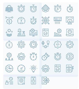 Efficiency Comprehensive Bundle with 40 Display Perfect Thin Line Retina Ready Icons vector