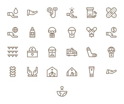 25 128x128 Regular Line Icons for Relief with Display Perfect precision vector