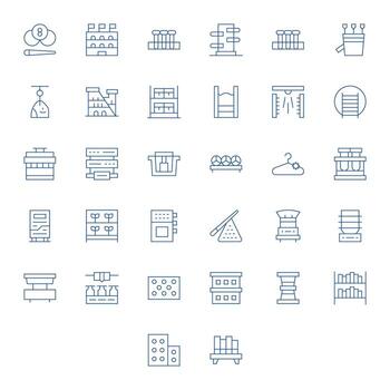 Rack Icon Set with 32 Thin Line 128x128 Grid Fitted Graphics vector