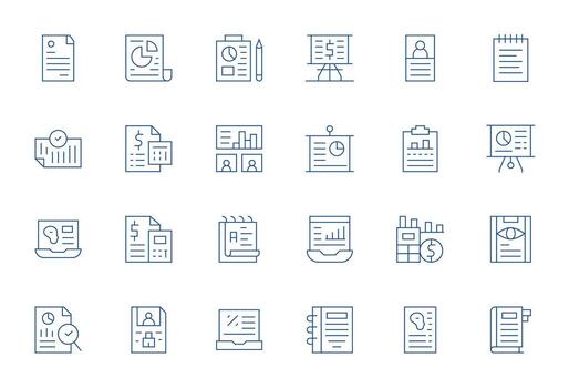 24 128x128 Thin Line Pixel Aligned Icons for Summary Projects vector