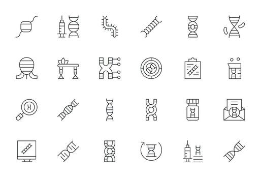 Gene PIXEL Perfect Set with 24 High Resolution Thin Line Icons vector