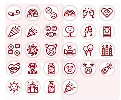 28 Pixel Optimized Icons themed around Happy in Retina Ready Bold Line format vector