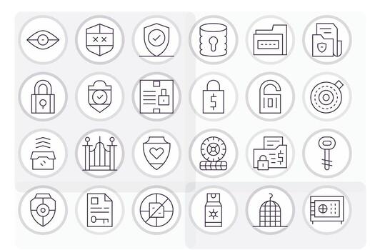 24 256x256 Thin Line Pixel Aligned Icons for Protected Projects vector