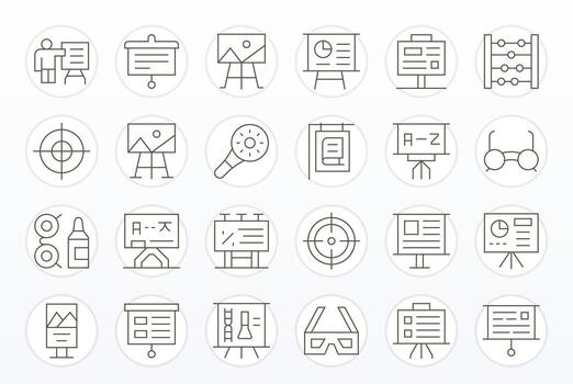24 Display Perfect Thin Line Icons designed for Visual Aid Interface vector