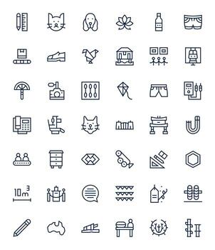 Line Complete Package with 42 256x256 Regular Line PIXEL Perfect Icons vector