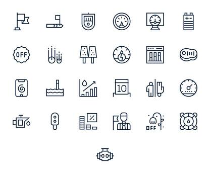 Indicator Icon Collection with 25 256x256 Regular Line Designs vector