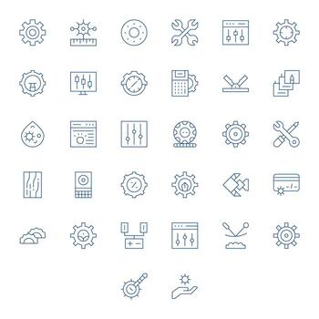 Adjustment Icon Set with 32 Thin Line 64x64 PIXEL Perfect Graphics vector