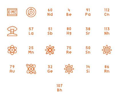 25 cuadrícula equipado regular línea íconos desde atómico colección vector