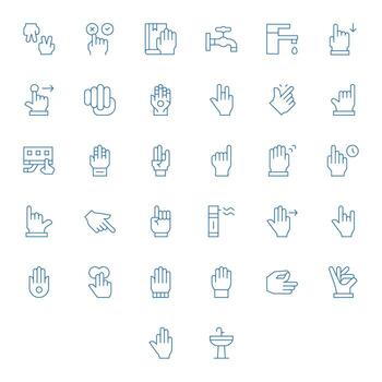 32 Grid Fitted Icons themed around Tap in 256x256 Thin Line format vector