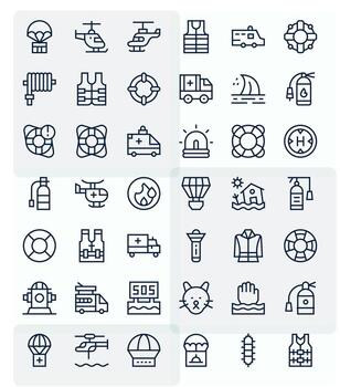 42 Regular Line Icons for Rescue in crisp High Resolution Pixel Optimized resolution vector