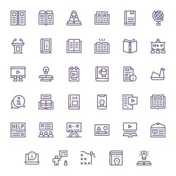 35 Regular Line Icons designed for Tutorial in 256x256 Detail Enhanced format vector