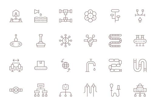 24 PIXEL Perfect Thin Line Icons from Flow Collection vector