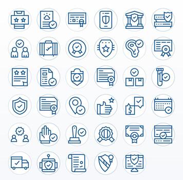 35 Regular Line Editable Icons for Verified Graphics vector