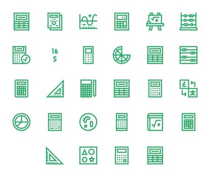 Math Icon Set with 28 Bold Line 128x128 Display Perfect Graphics vector