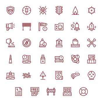 Warning Modern Collection with 35 Regular Line High Resolution Detail Enhanced Icons vector