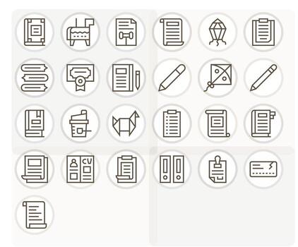 25 Regular Line Grid Fitted Icons crafted for Paper Retina Ready applications vector