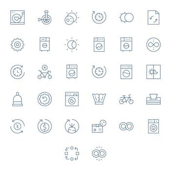 Cycle Scalable Set featuring 32 Grid Fitted Thin Line 256x256 Icons vector