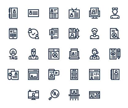 usuario datos icono colección con 28 128x128 negrita línea diseños vector