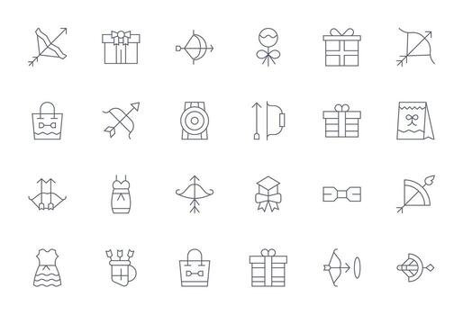 24 Thin Line Editable Icons for Bow Graphics vector