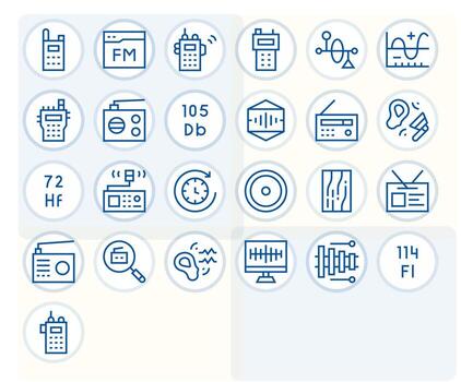25 Regular Line Pixel Optimized Icons tailored for Frequency 256x256 interface vector
