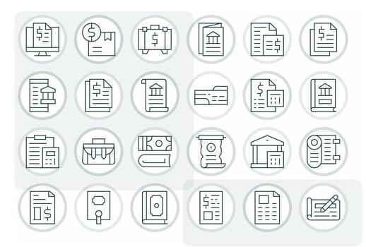 24 Detail Enhanced Thin Line Icons from Ledger Collection vector