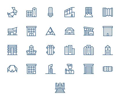 Contemporary Scalable Set featuring 25 Display Perfect Regular Line 256x256 Icons vector