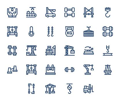 Lifting Icon Set with 28 Bold Line 128x128 Editable Graphics vector