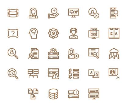 base de datos icono colección presentando 28 cuadrícula equipado alto resolución negrita línea diseños vector