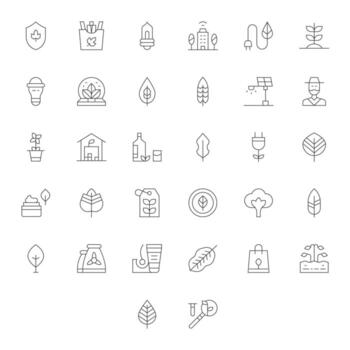 32 64x64 Thin Line Icons for Sustainable with Display Perfect precision vector